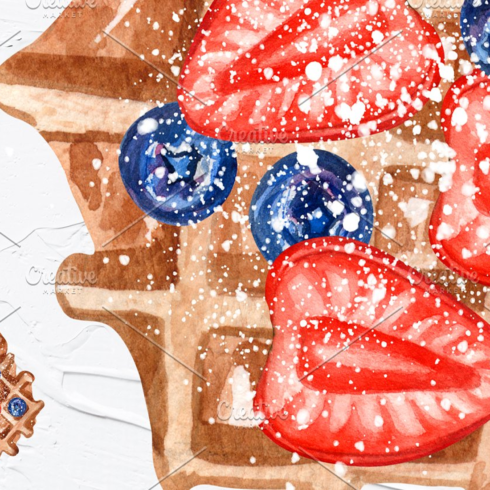 Images preview waffles watercolor clipart.