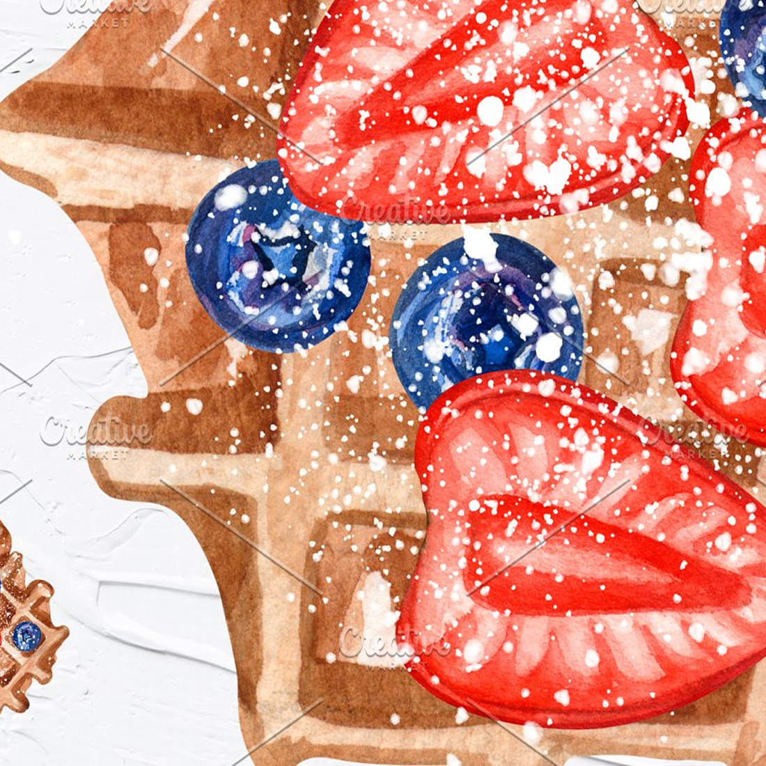 Images preview waffles watercolor clipart.