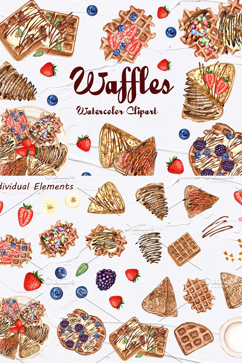 Illustrations waffles watercolor clipart of pinterest.