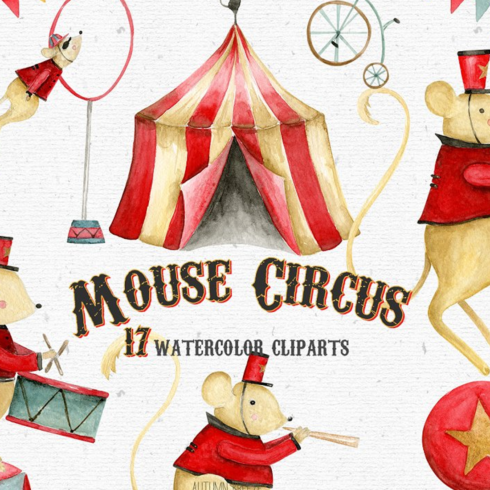 Images preview watercolor circus clipart.