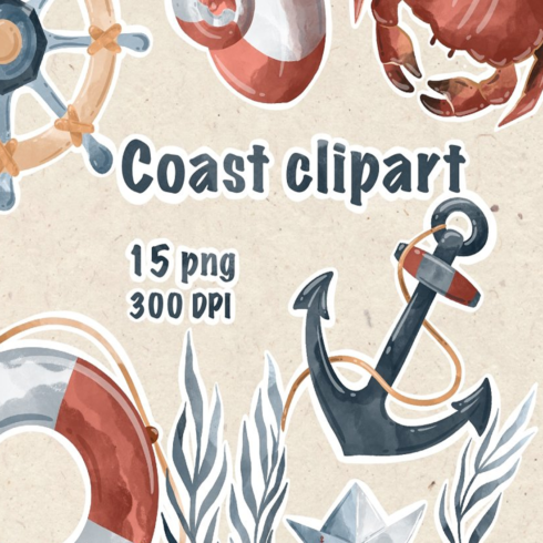 Images preview watercolor coast clipart.