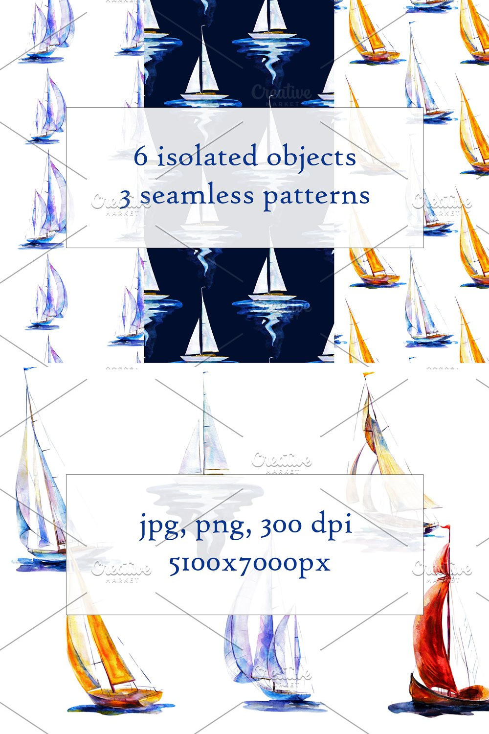 Illustrations watercolor sailboats part of pinterest.
