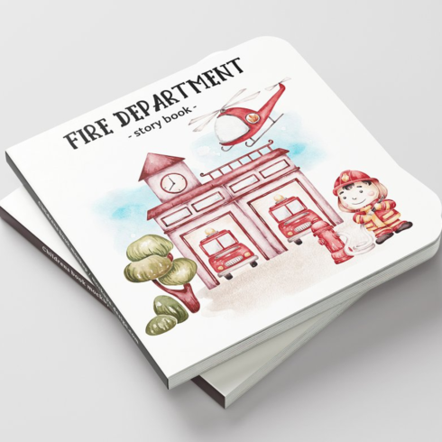 Images preview watercolor set fire department.
