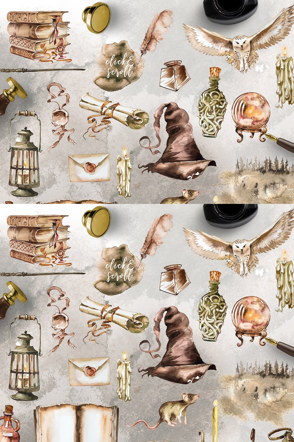 Illustrations watercolor wizard clipart set of pinterest.