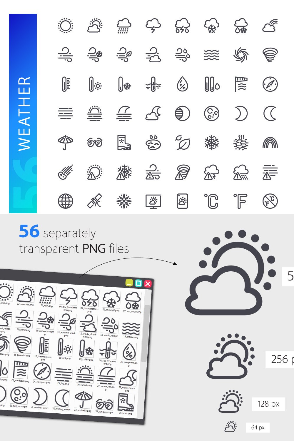 Illustrations weather line icons set of pinterest.
