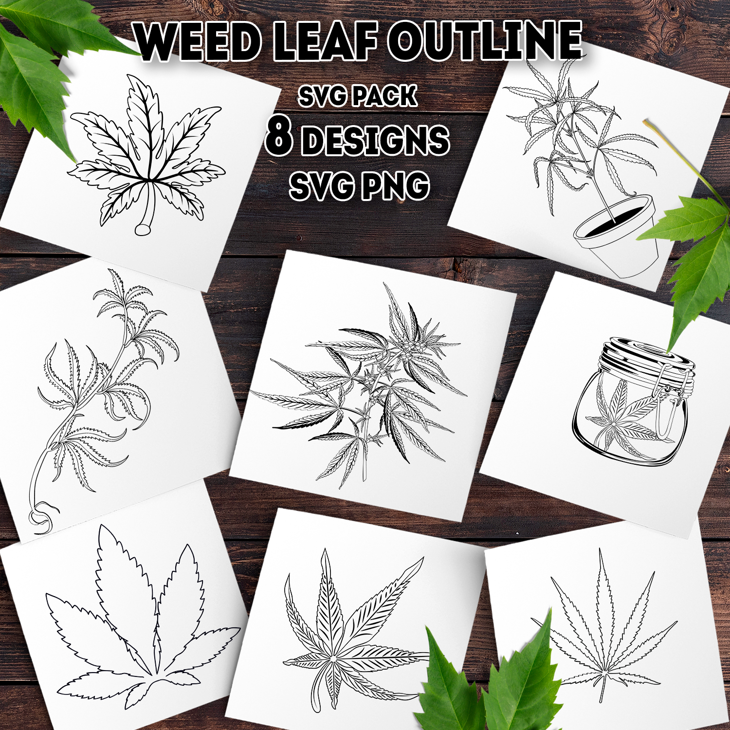 Images with weed leaf outline svg.