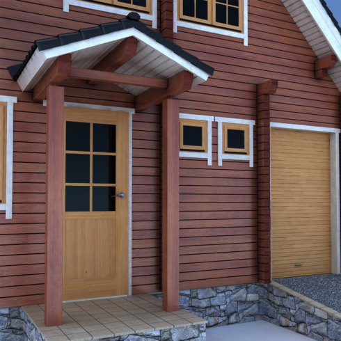 Images preview wooden house.