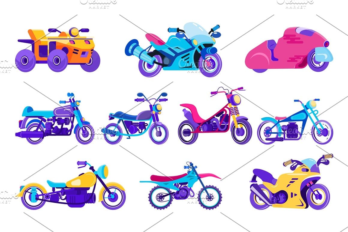 Cartoon motorcycle vector illustration.