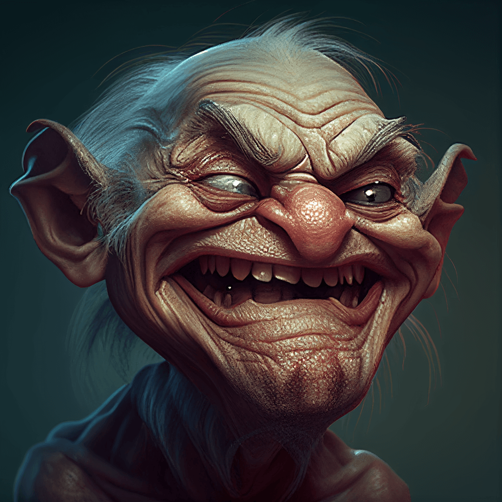 Giant troll face landscape fantasy illustration generative ai