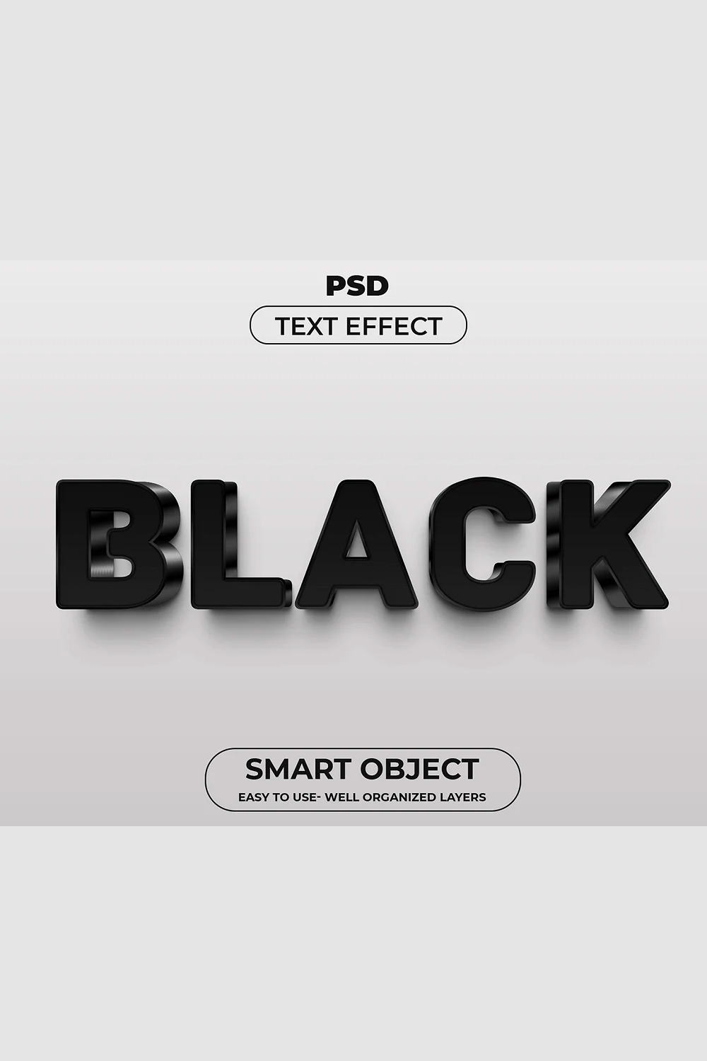 A black text effect with a white background.