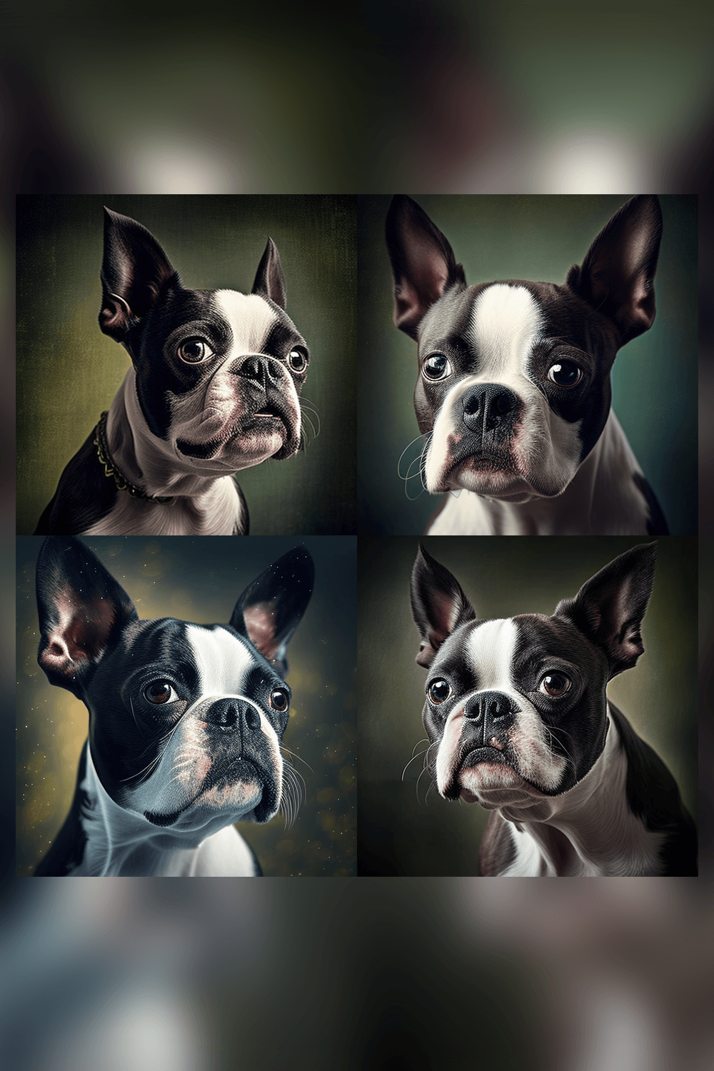 A series of four pictures of a dog's face.