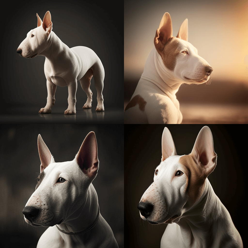 A series of four photos of a dog.