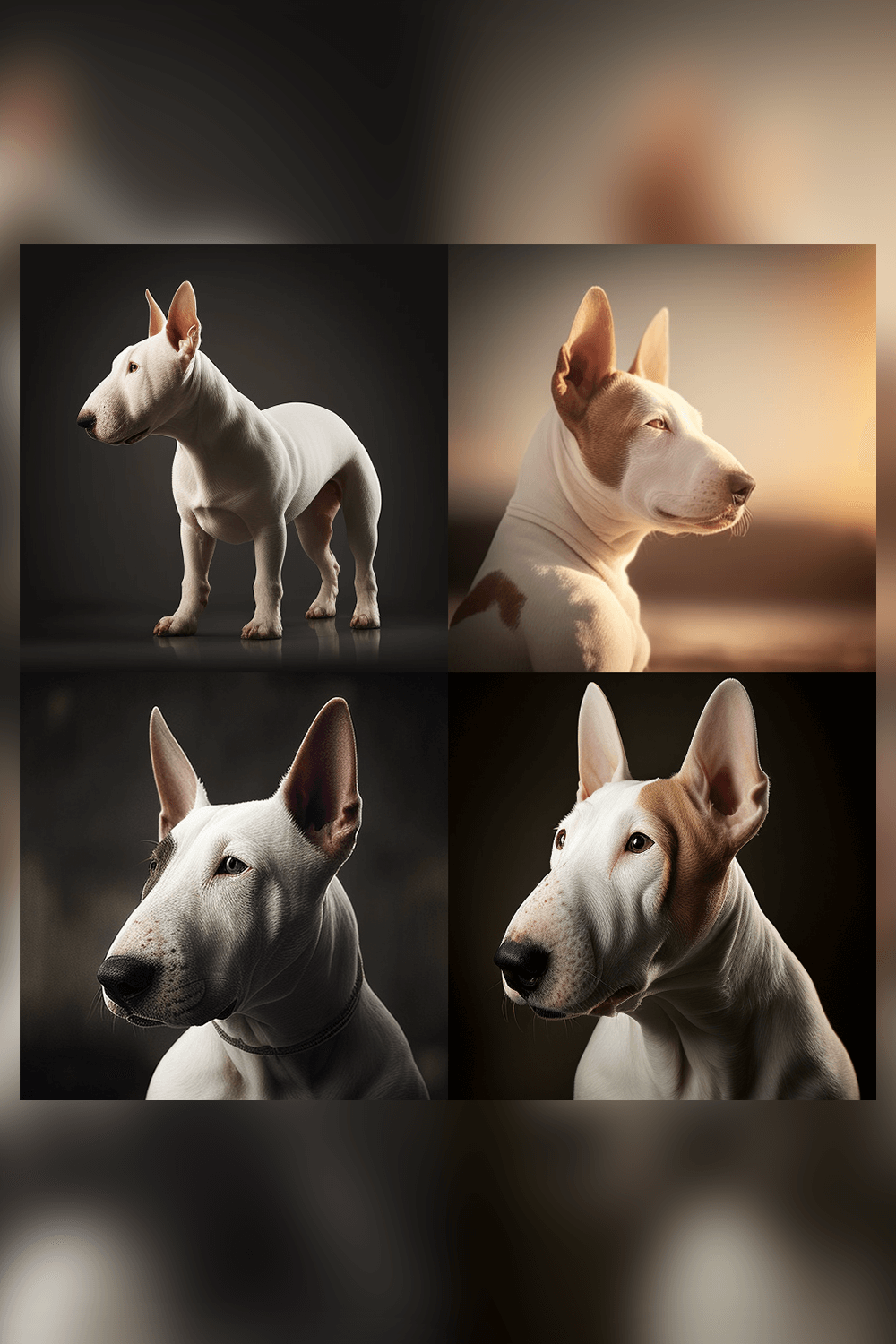 A series of four photos of a dog.