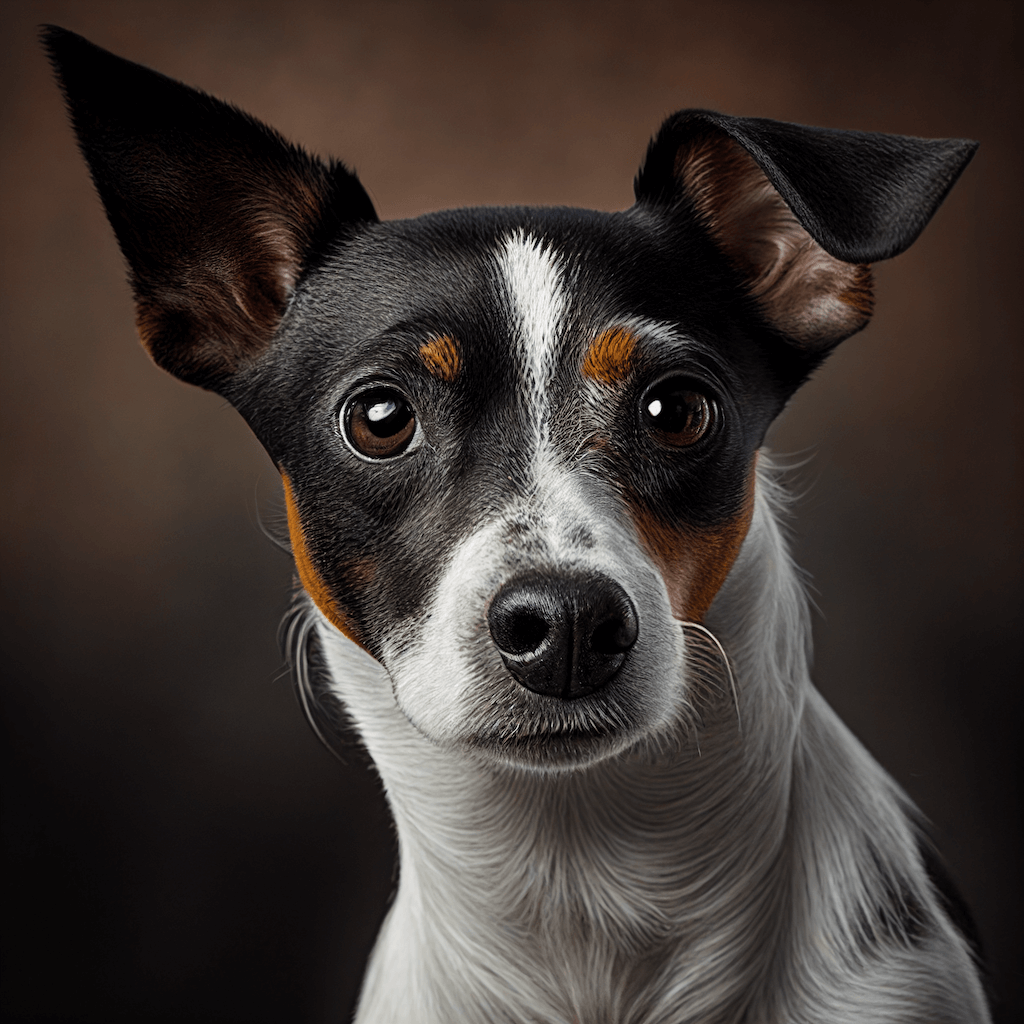 A black and white dog with a brown spot on it's face.