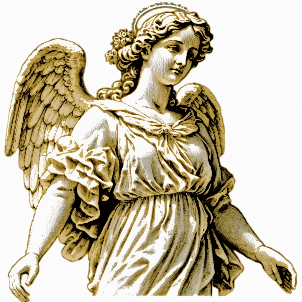 Statue of an angel holding a sword.