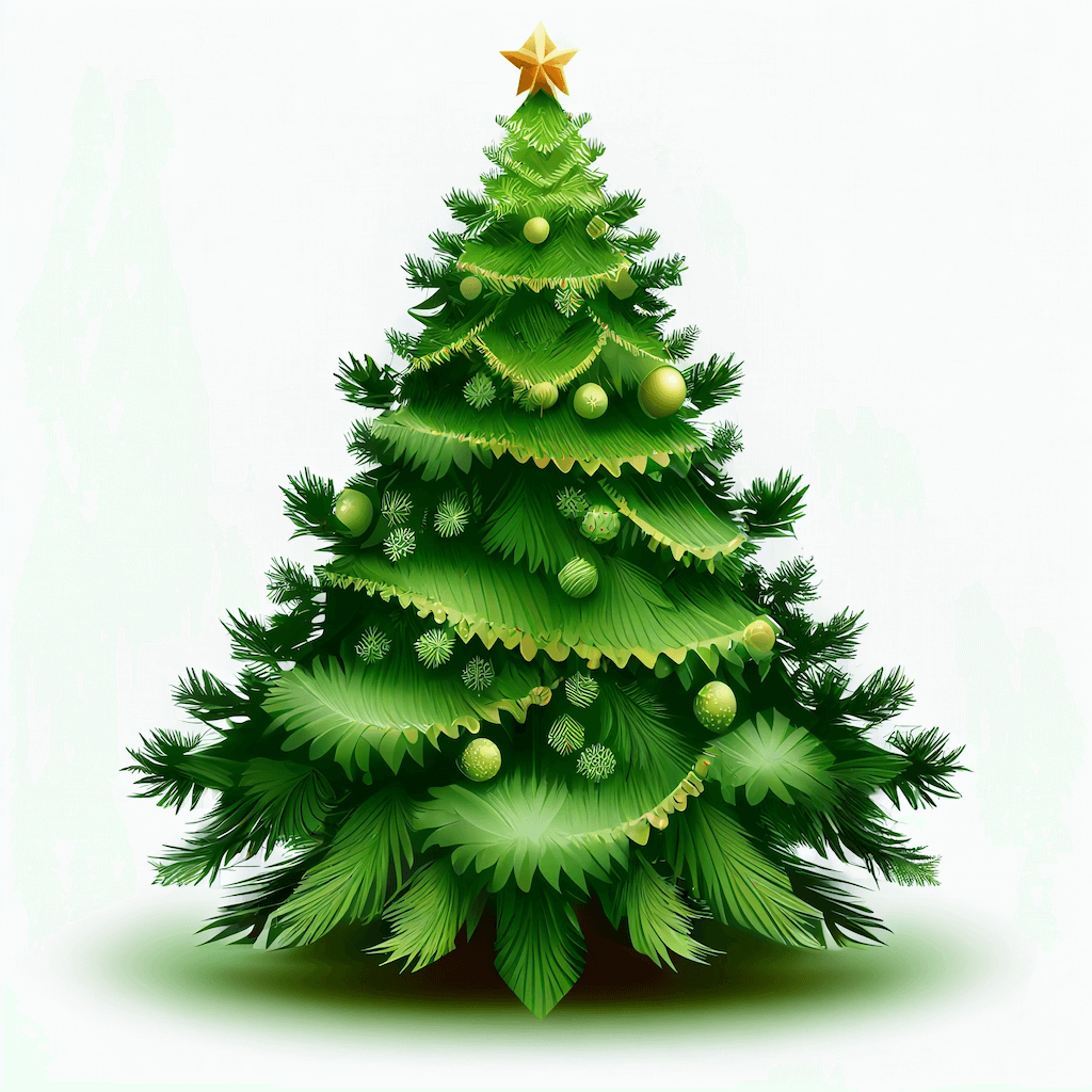 Green christmas tree with a star on top.