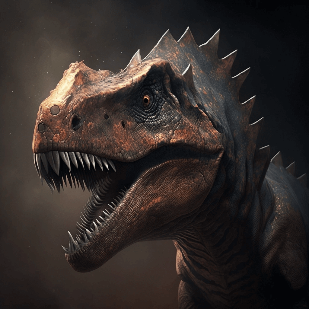 Close up of a dinosaur with its mouth open.