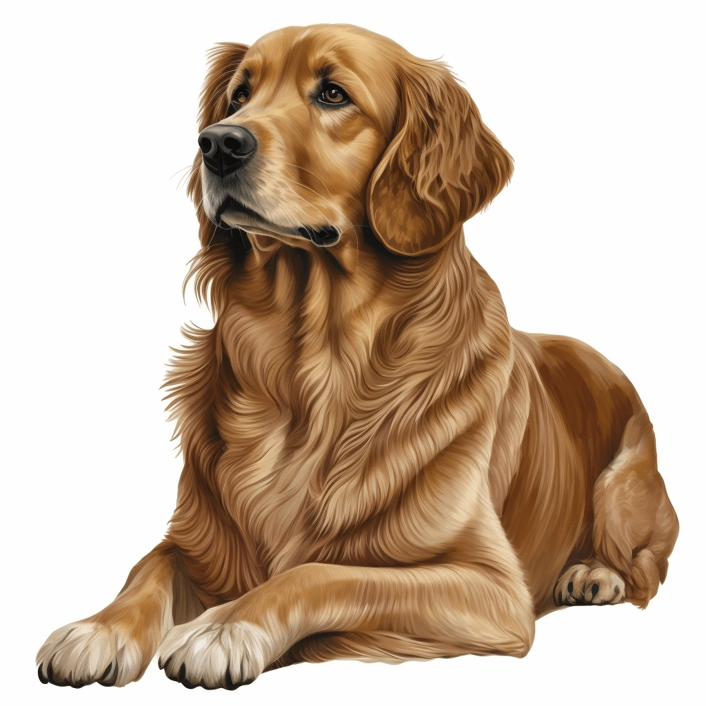Drawing of a golden retriever dog.
