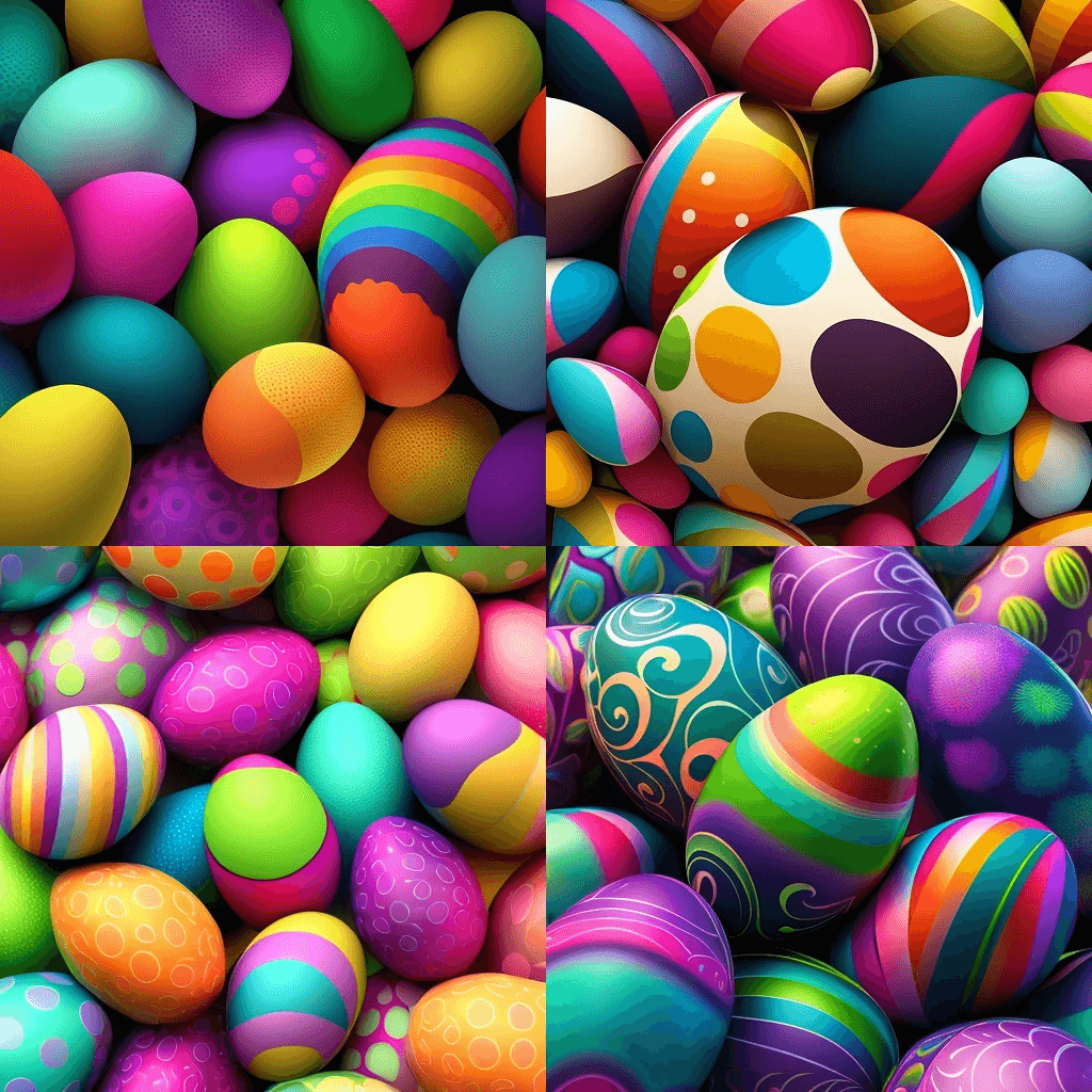 Pile of colorfully painted easter eggs.