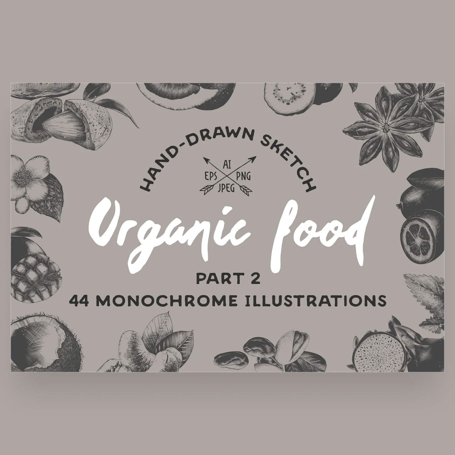 The label for a hand drawn sketch of an organic food.