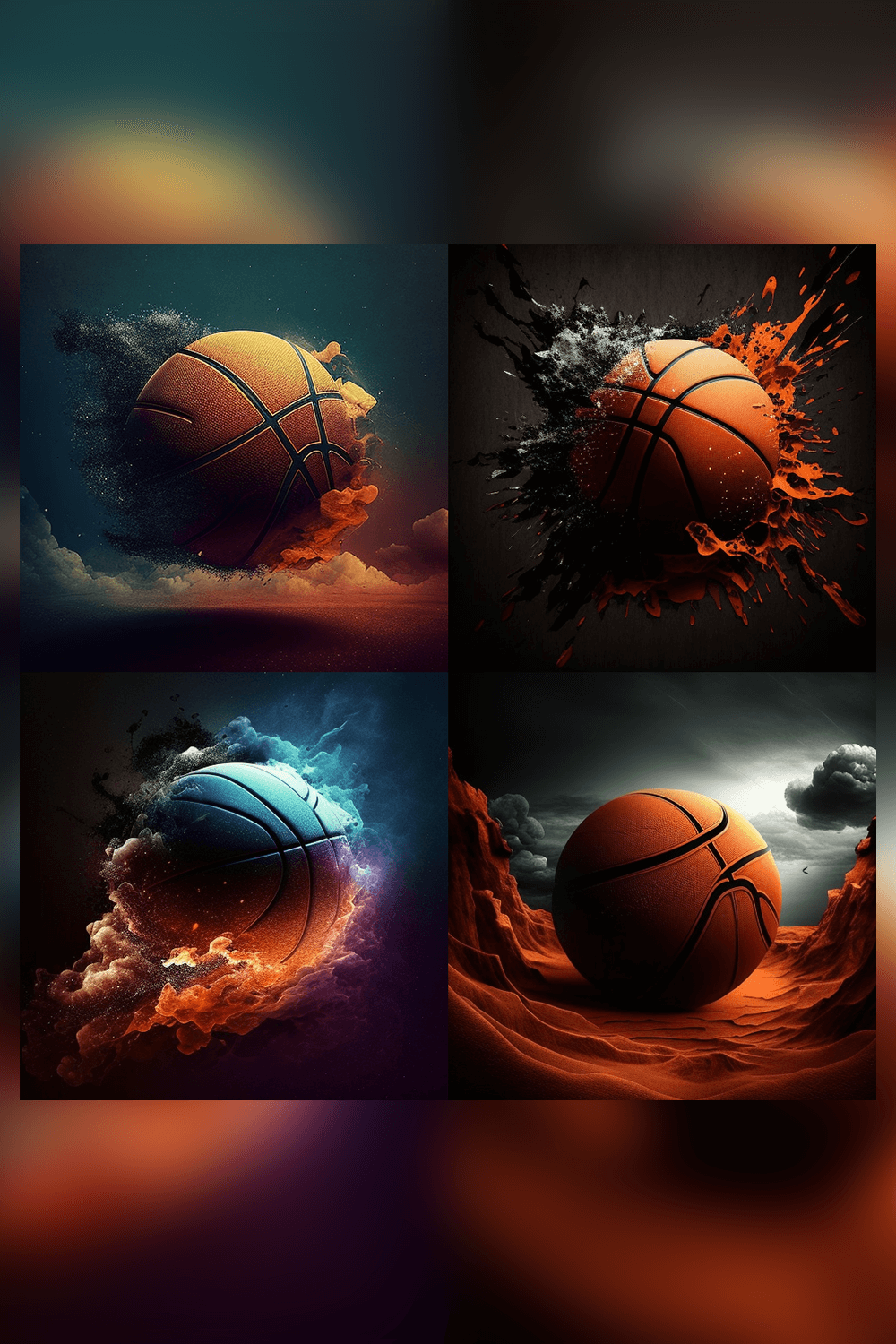 Series of photoshopped images of a basketball.