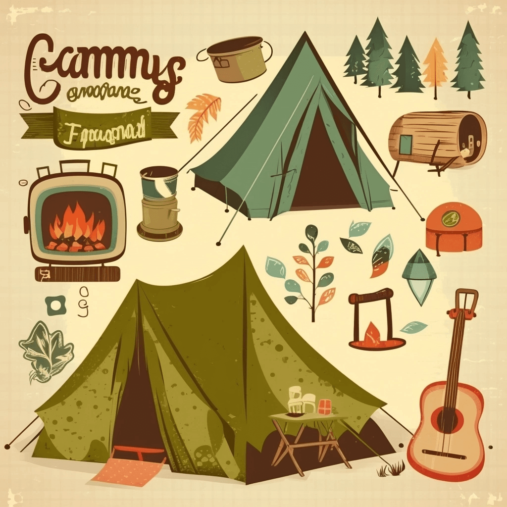 Camping poster with a tent.