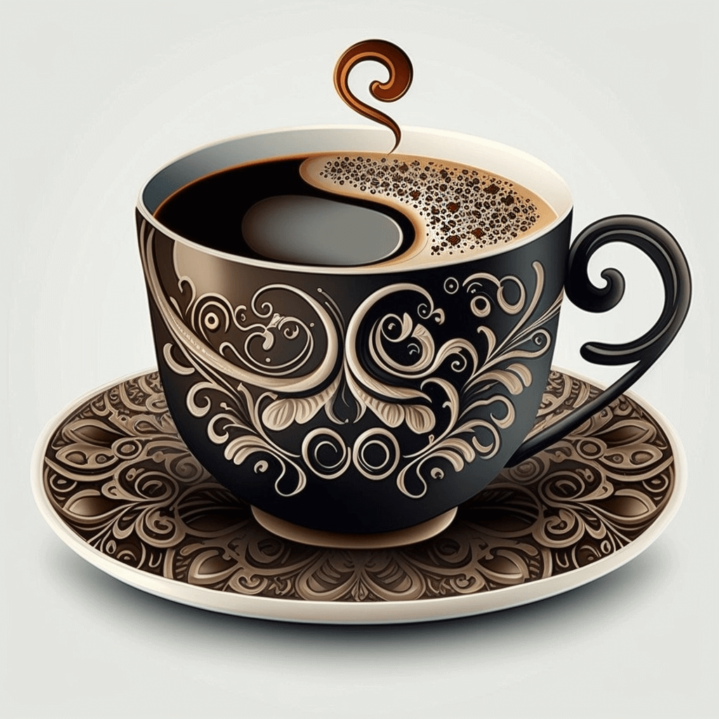 Cup of coffee on a saucer.