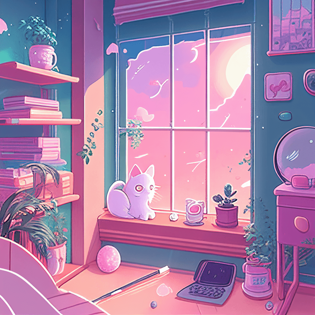 Room with a cat sitting on a window sill.