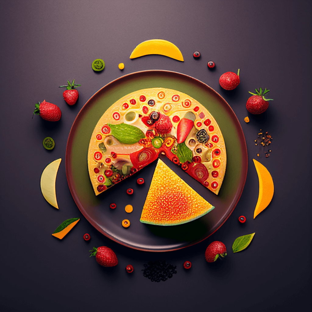 Plate with a piece of fruit on it.