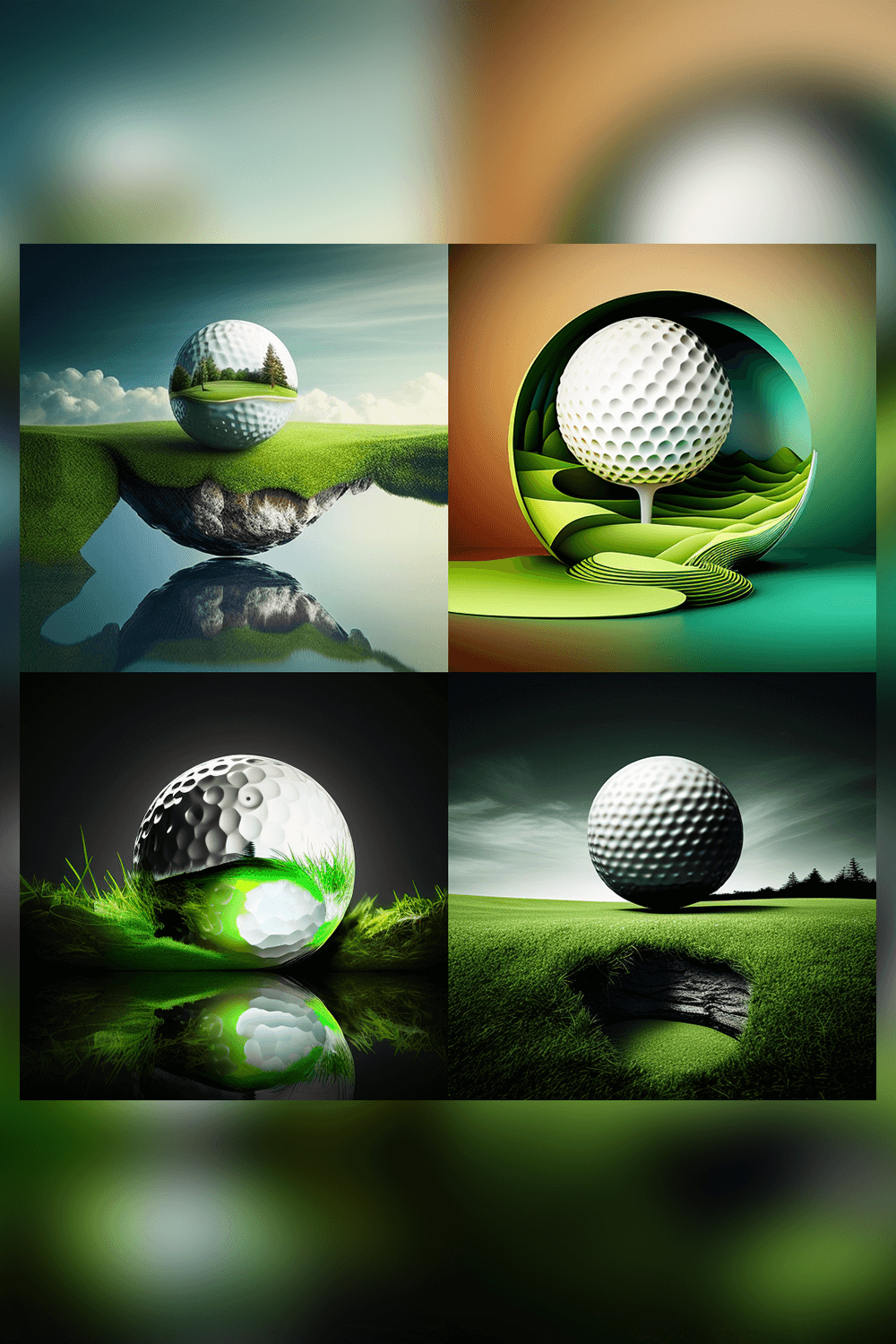Series of photoshopped images of a golf ball.