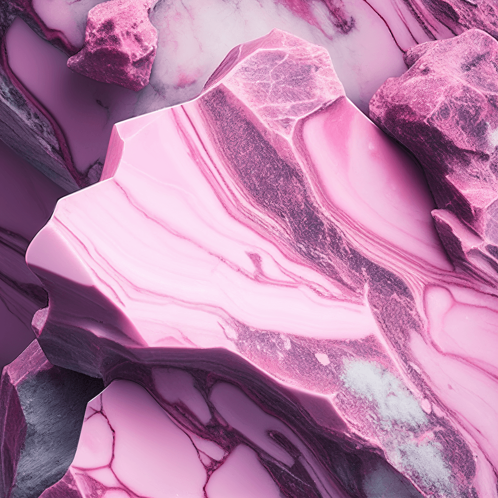 Close up of a cell phone with pink marble.