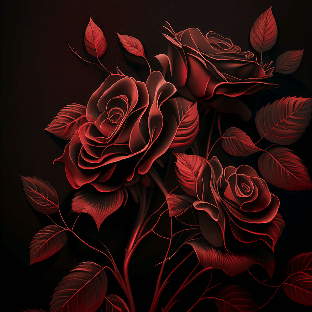Bunch of red roses on a black background.