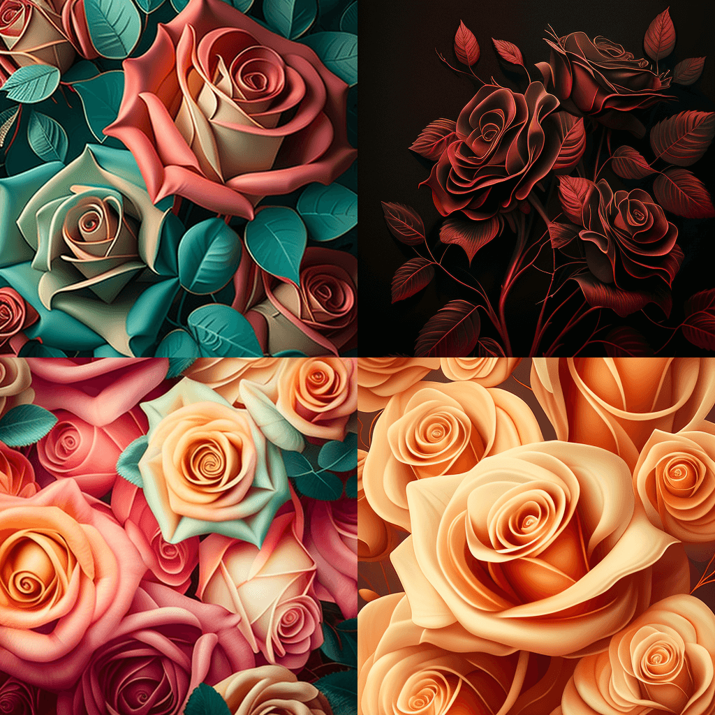 Bunch of different colored roses on a black background.