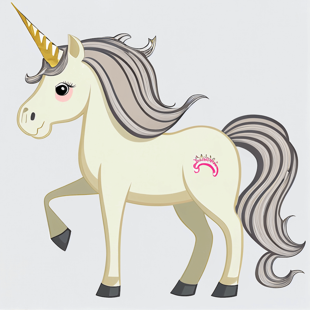 White unicorn with a golden horn.