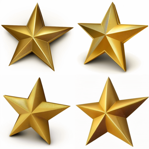 Set of four golden stars on a white background.