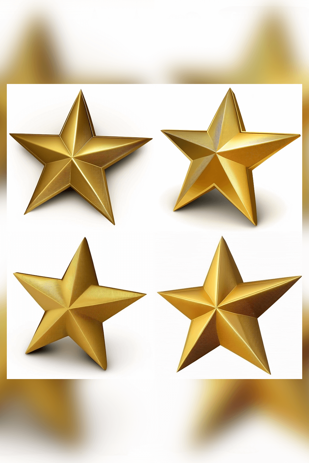 Set of four golden stars on a white background.