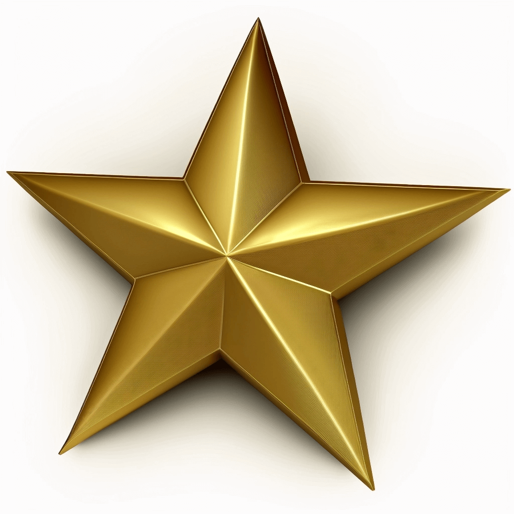Gold star on a white background.