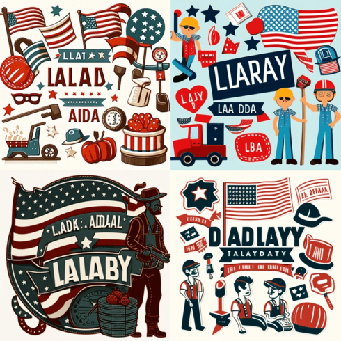 Variety of patriotic stickers and decals.