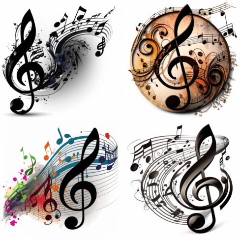 Set of music notes with musical symbols.