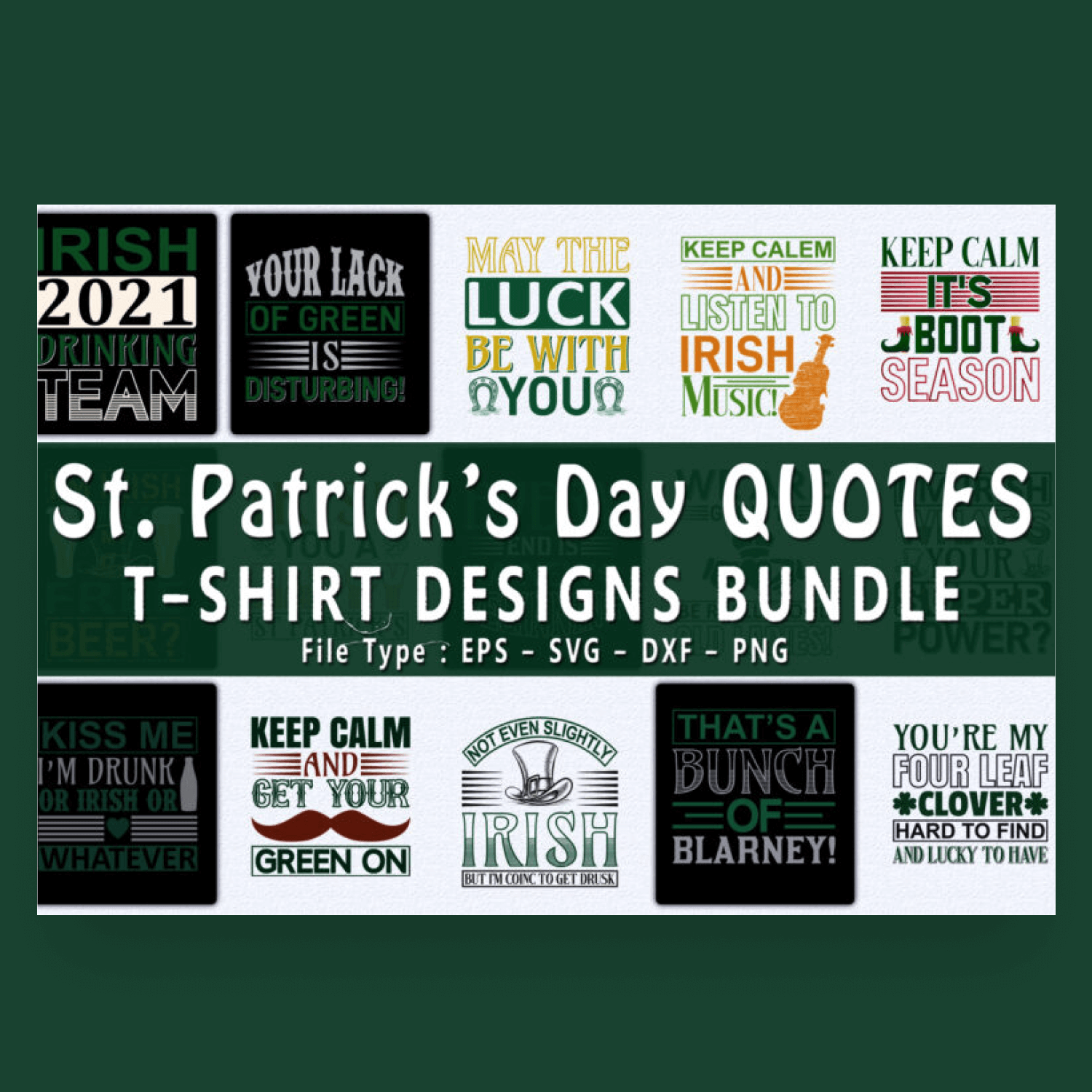St patrick's day quotes t - shirt designs bundle.