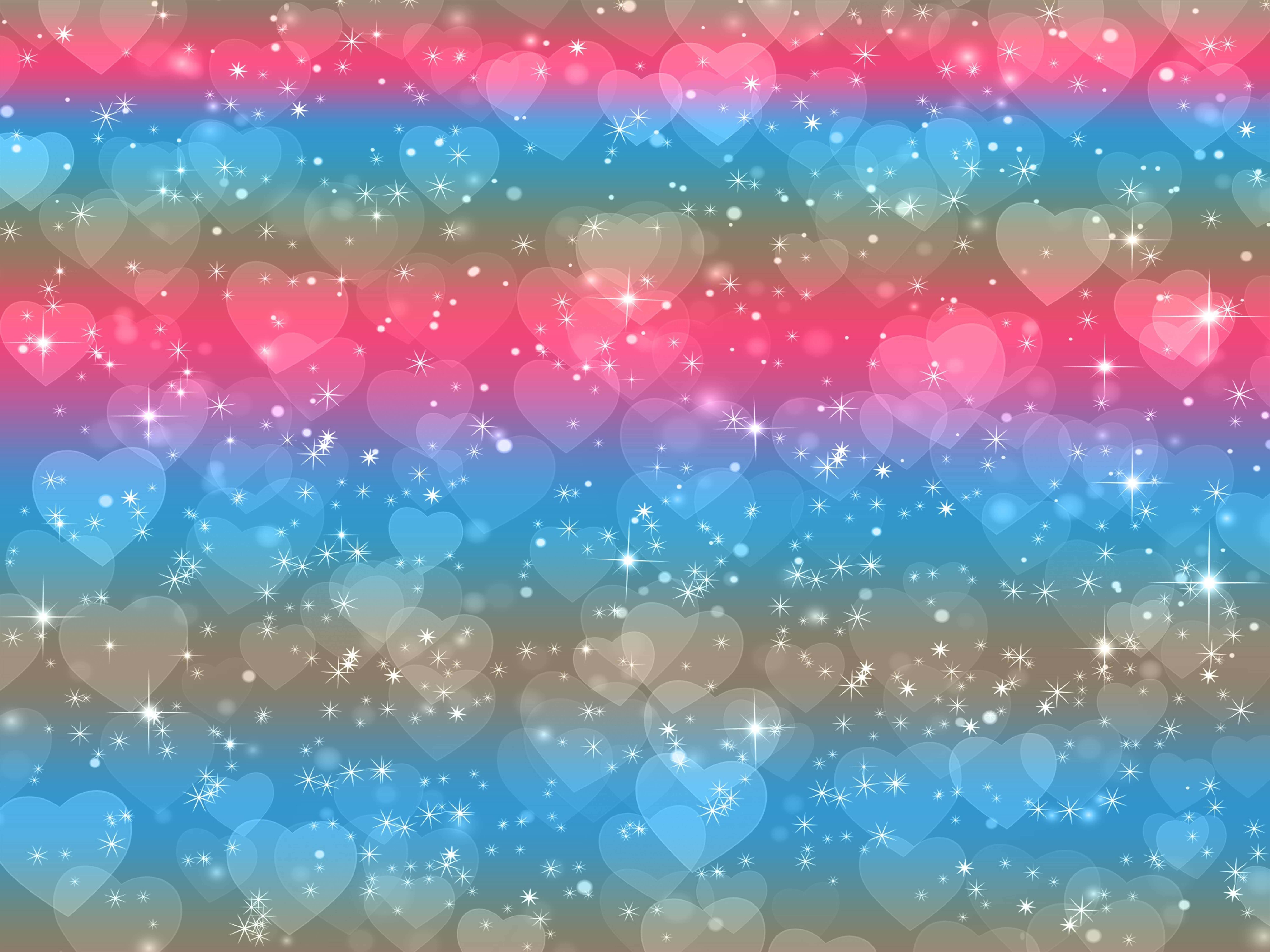 Colorful background with hearts and stars.