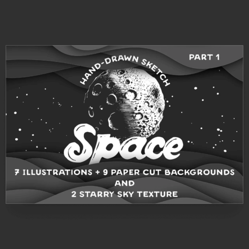 Black and white picture of a space scene.
