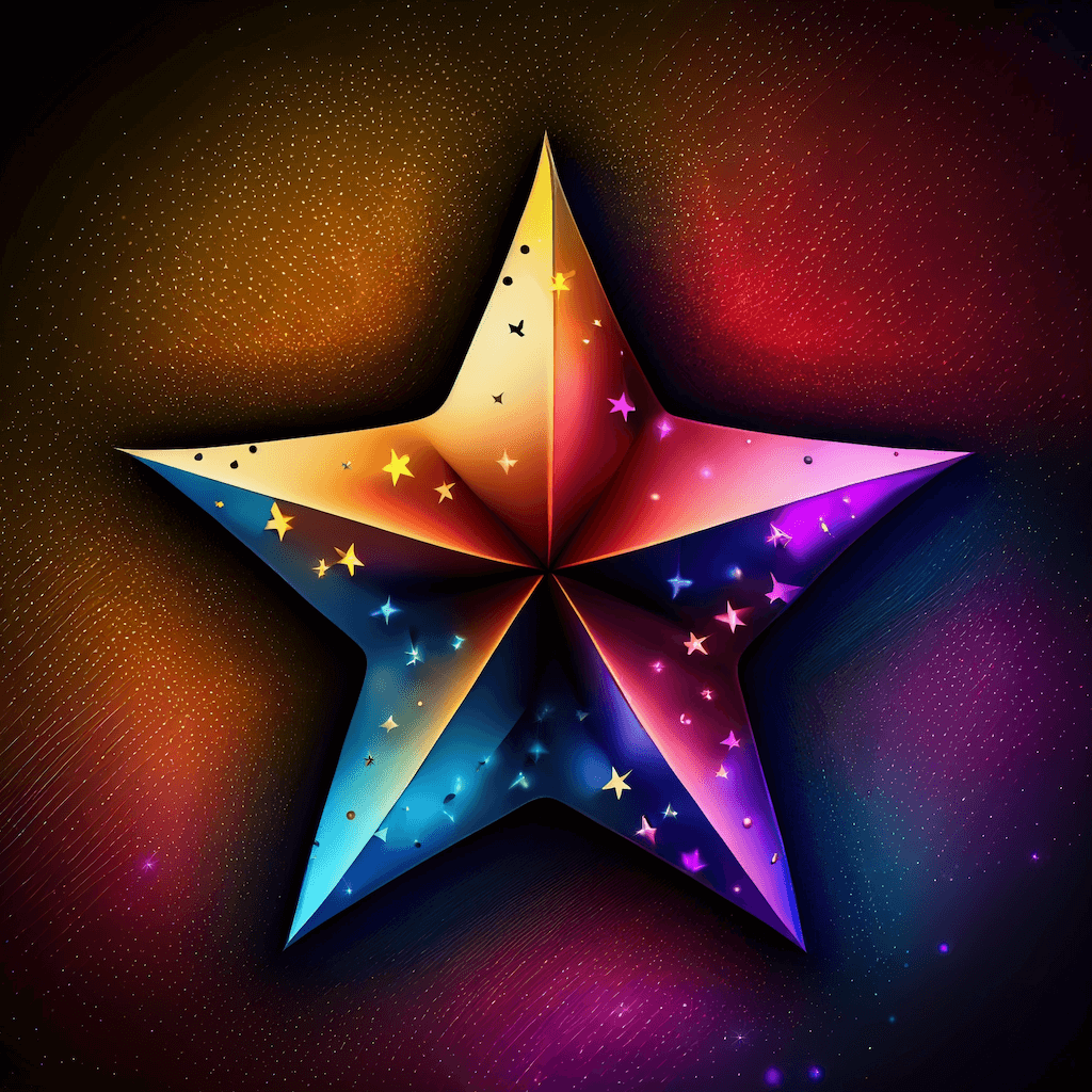 Colorful star on a black background.