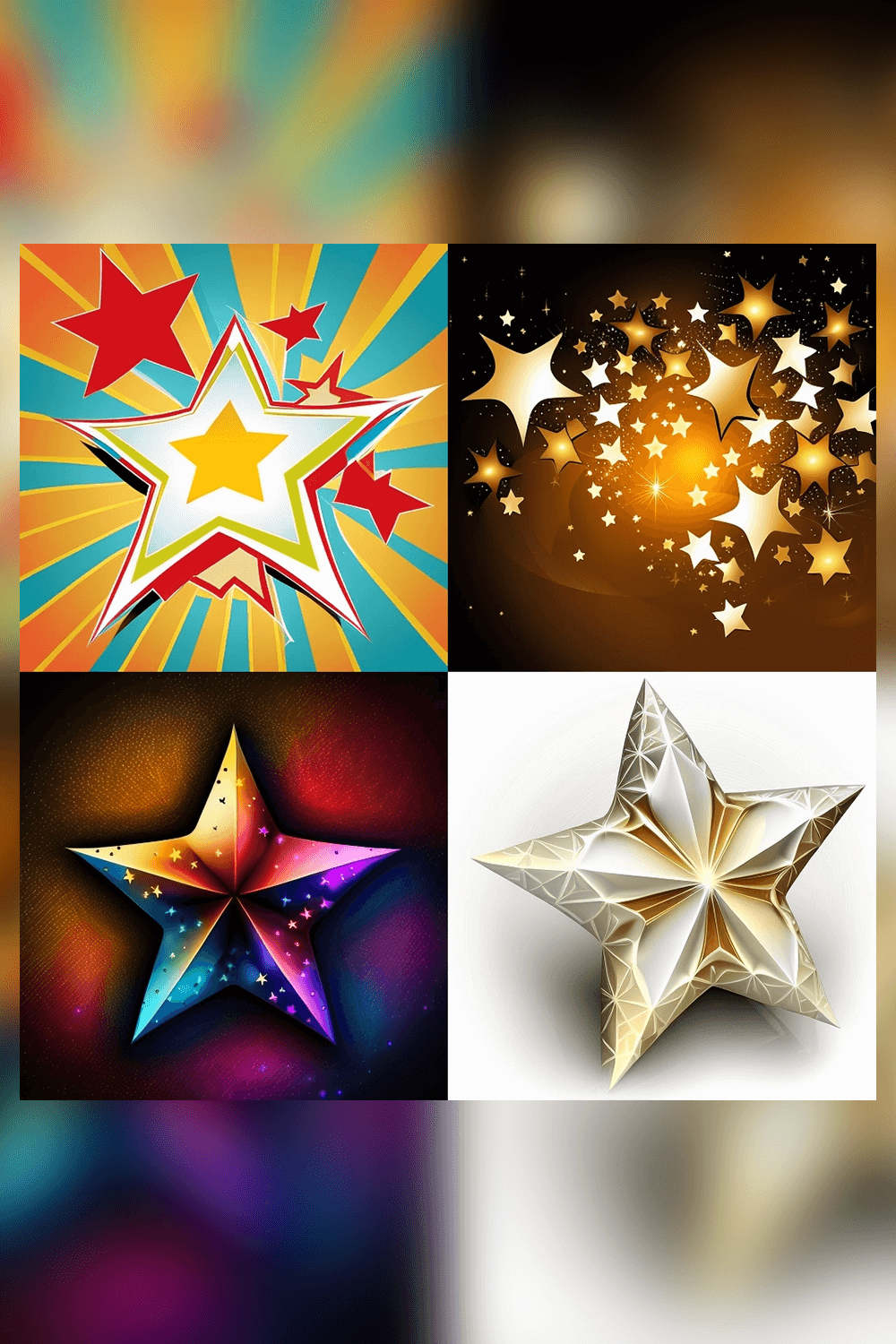 Series of four images with different stars.