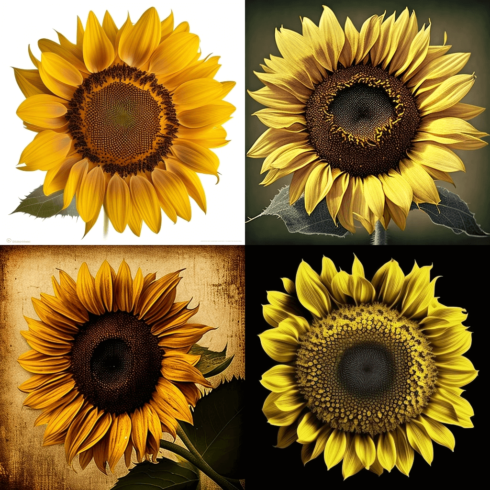 Sunflower is shown in four different colors.