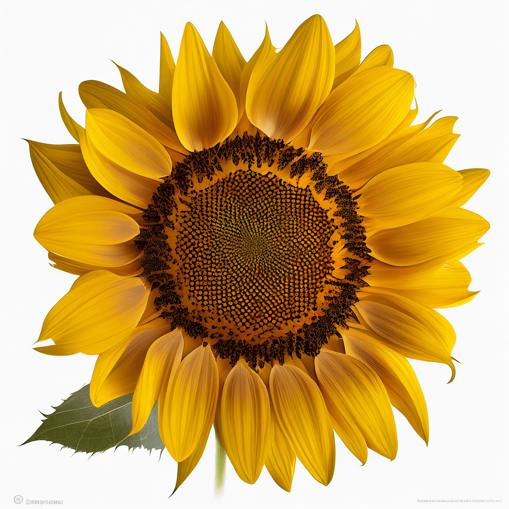 Large sunflower with a white background.