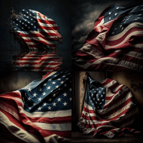 Large american flag laying on top of a wooden box.