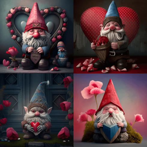 Couple of gnomes sitting next to each other.